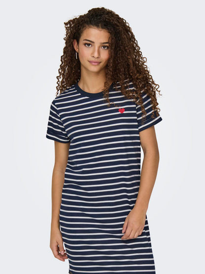 JDYIVY NEW S/S AOP SWEAT DRESS JRS ATK Mørkeblå