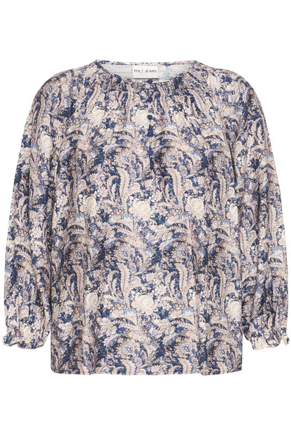 Pzpernille Blouse Dark Blue Paisley Printed