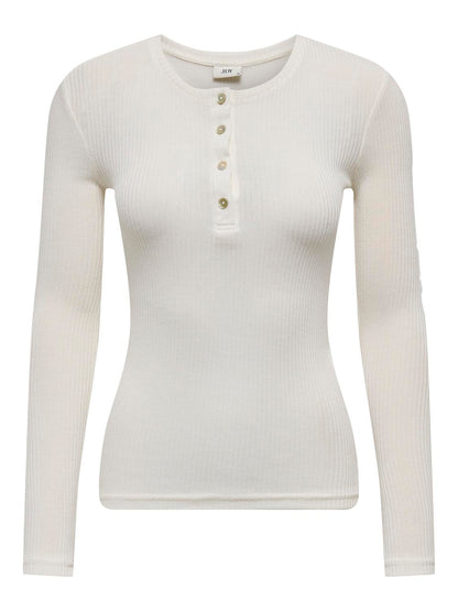 JDYSUMA RIB L/S WOOLBLEND PLCK TOP JRS Hvit