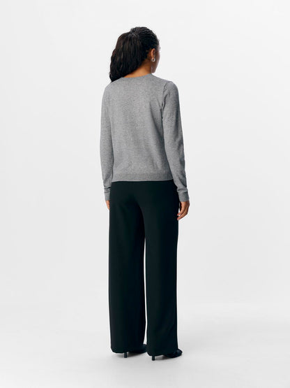Objthess L/s Short Cardigan Noos Mellomgrå