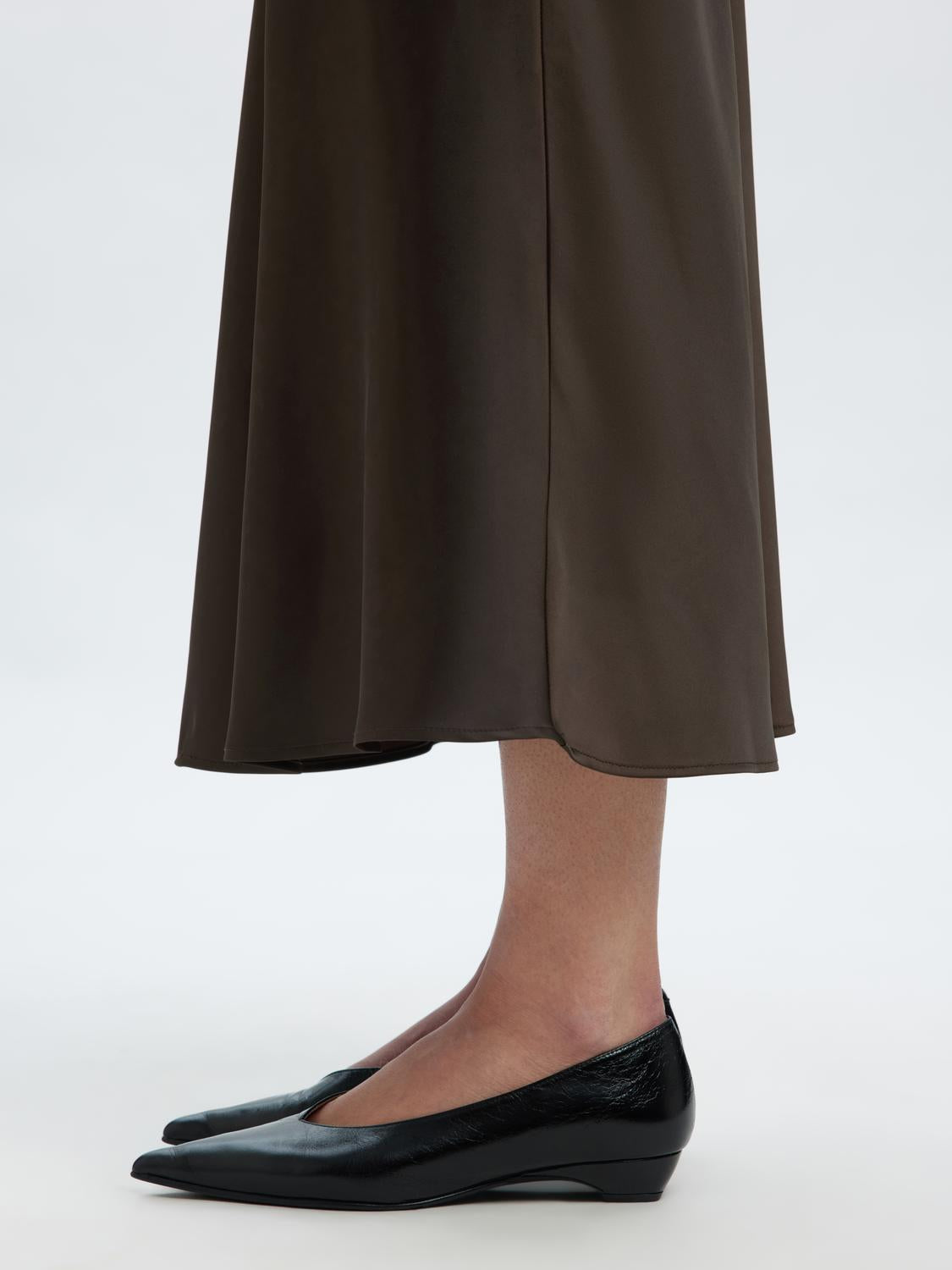 Slflena Hw Midi Skirt Noos Mørkebrun