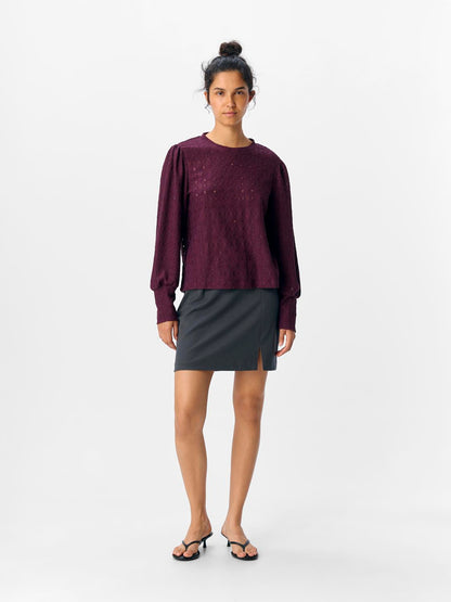 Objlaila L/s Re Top Noos Mørkelilla