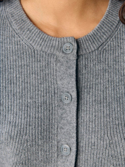 Objviola Ss Re O-Neck Cardigan Div Mellomgrå