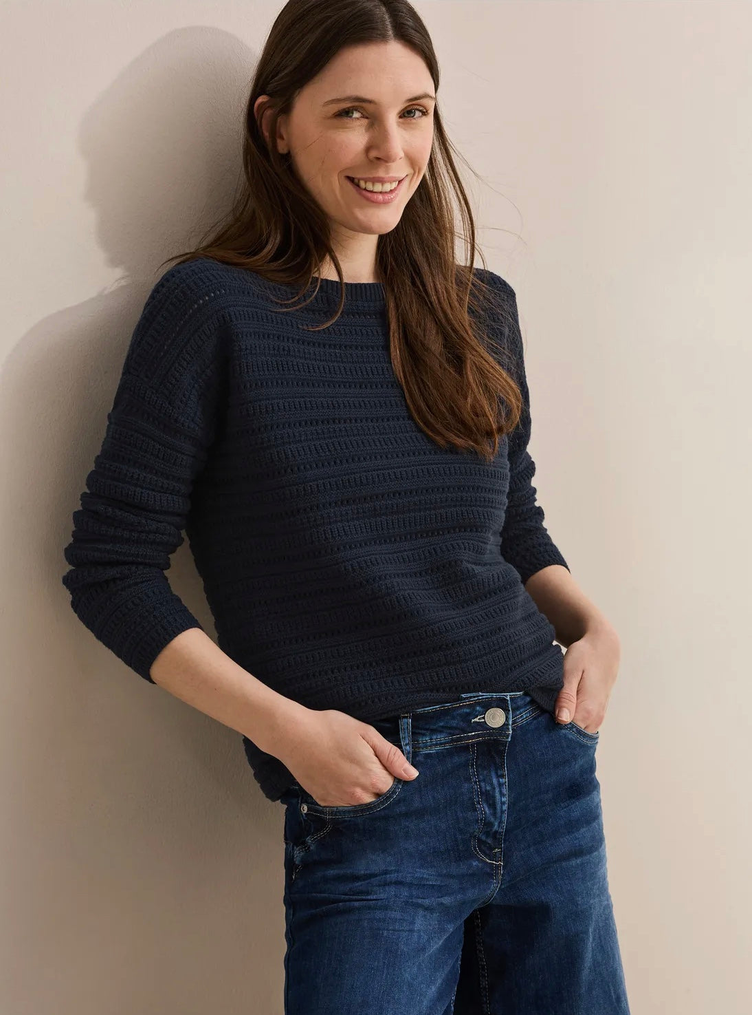 Crochet mix roundneck Marine