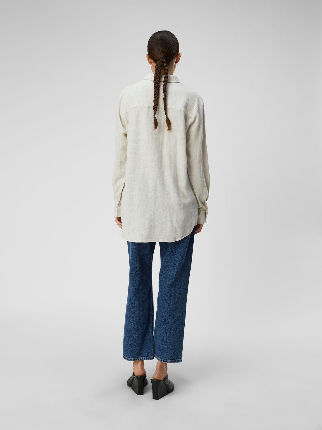 OBJSANNE L/S SHIRT NOOS lin Lysegrå