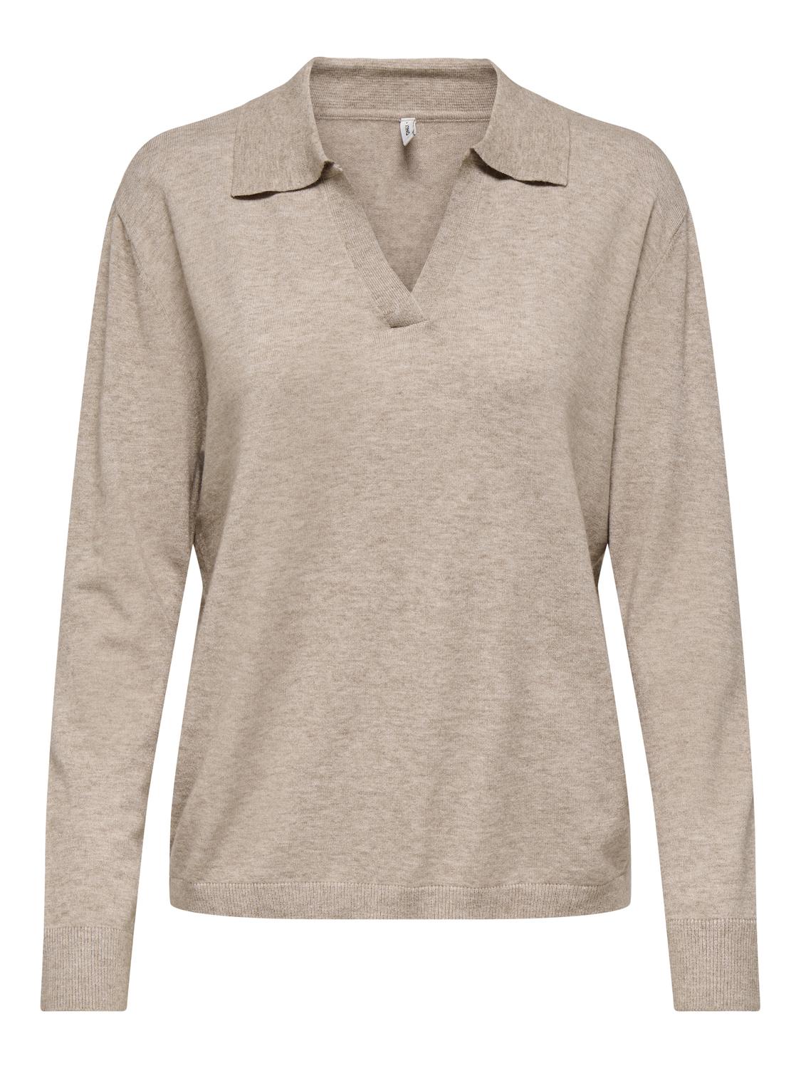 Onlibi Life Ls Polo Pullover Knt Nca Lysebrun