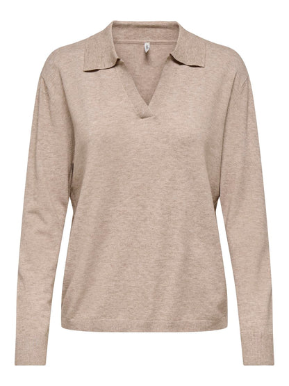 Onlibi Life Ls Polo Pullover Knt Nca Lysebrun