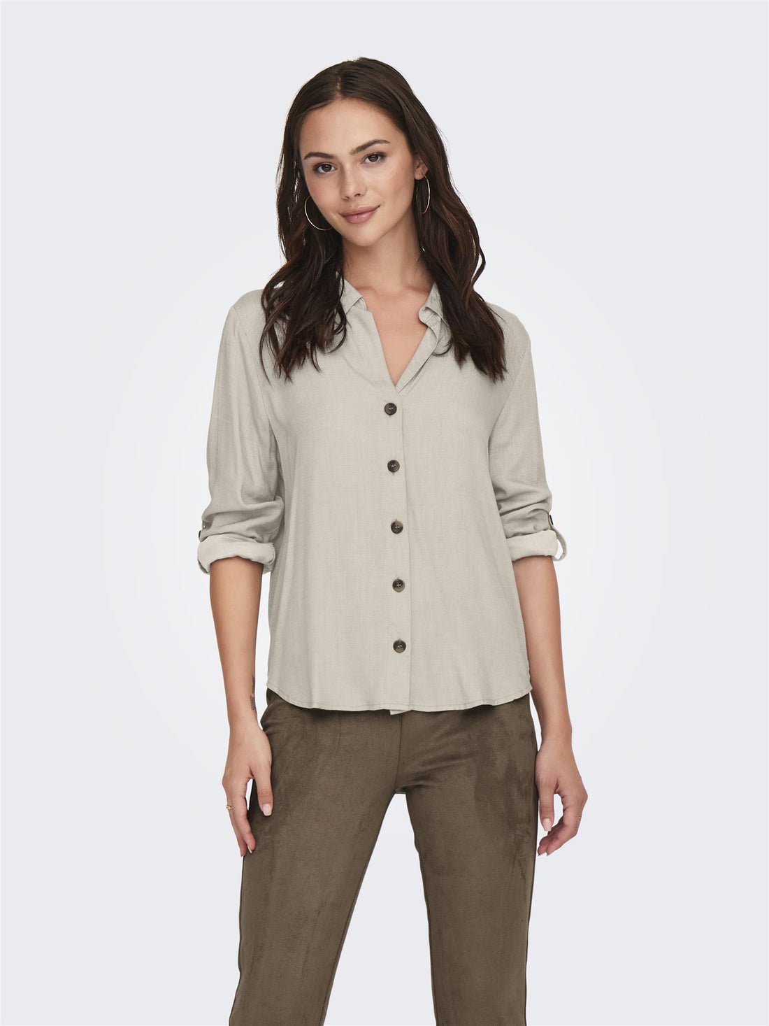JDYLAUREL LIFE L/S SHIRT WVN DIA Beige