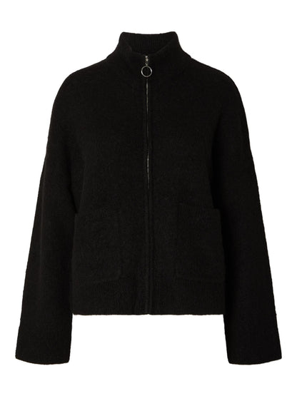 SLFSIA RAS LS KNIT ZIPPER CARDIGAN Sort
