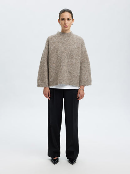 Slfgabriella Ls Knit New O-Neck Noos Mørkegrå