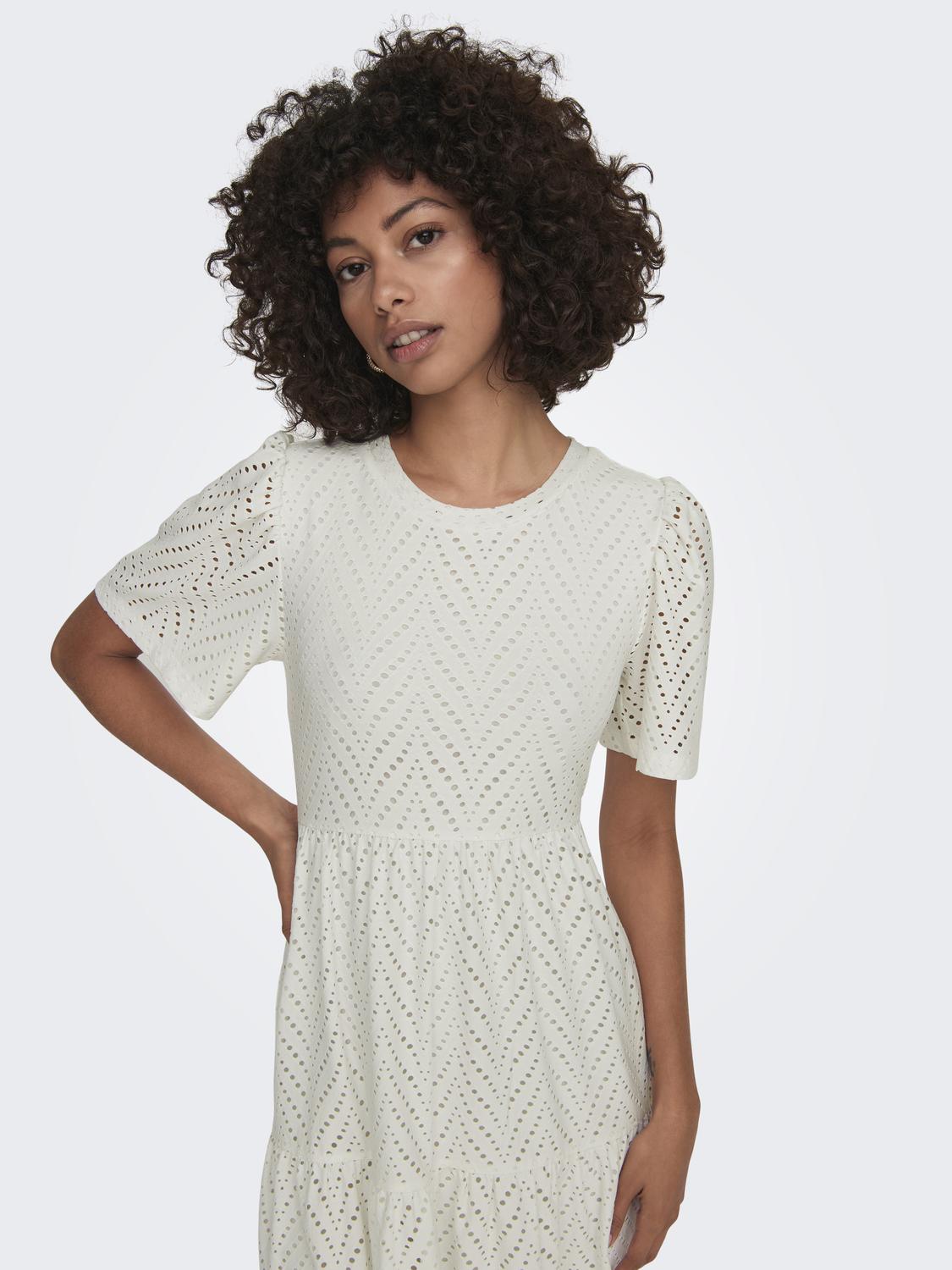 JDYCARLA CATHINKA S/S DRESS JRS NOOS Hvit
