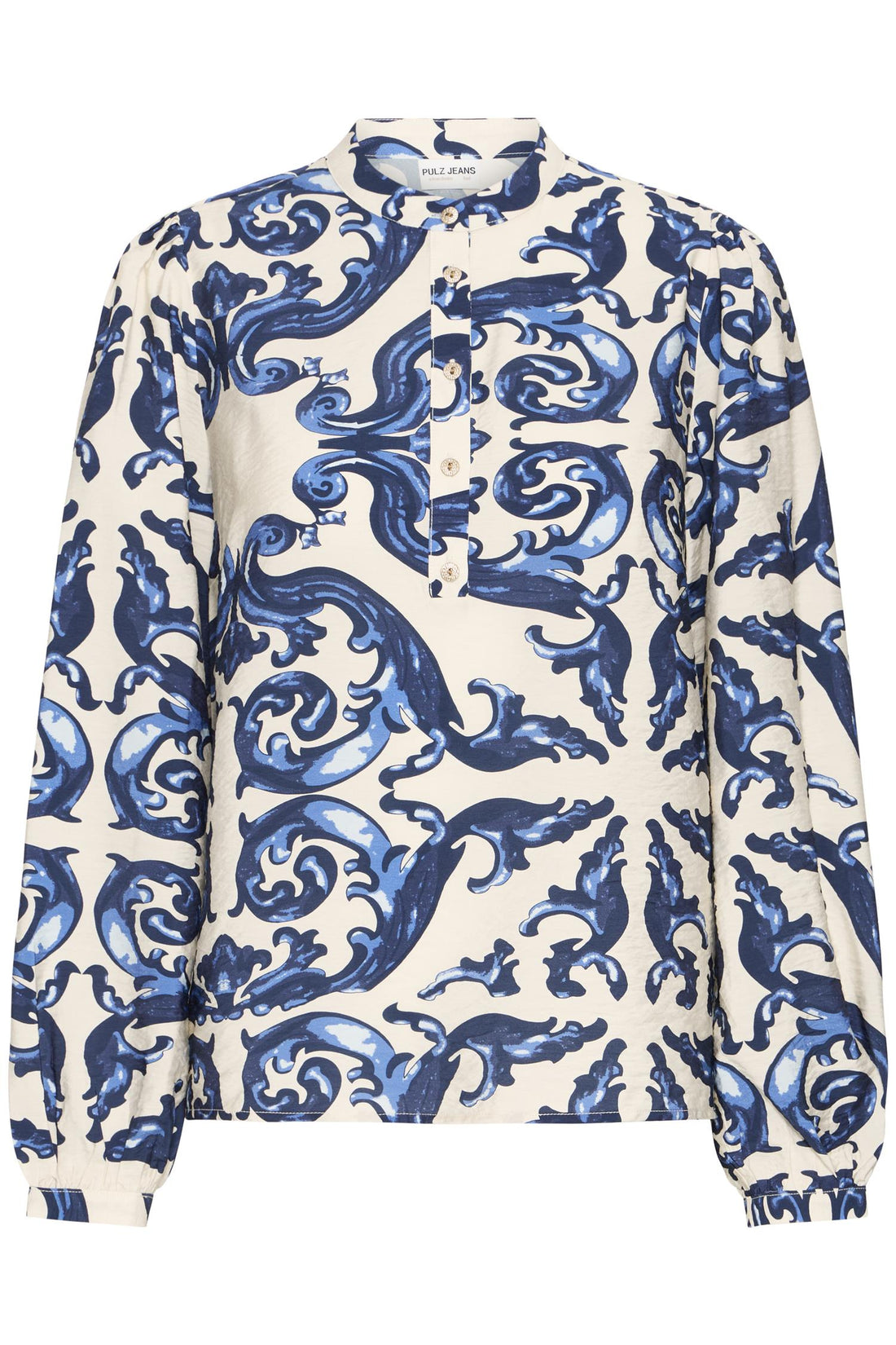Pzcarrie Blouse Off White Blue Rococo Print