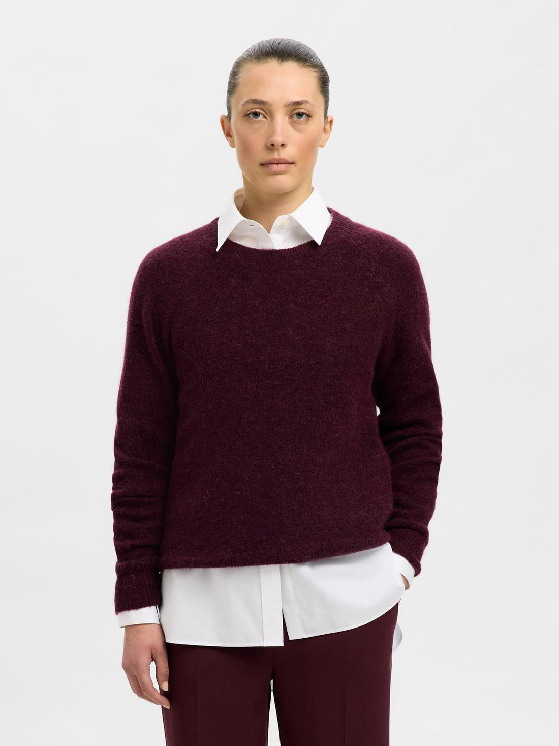 Slflulu Ls Knit O-Neck Noos Mørkelilla