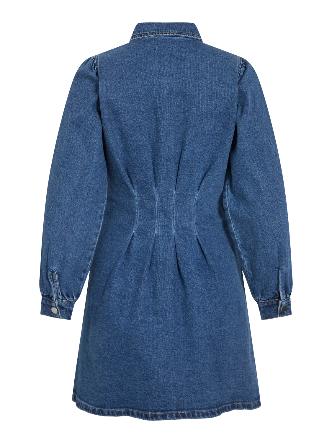 Visol L/s Pleat Denim Dress Mbd/ln Mellomblå