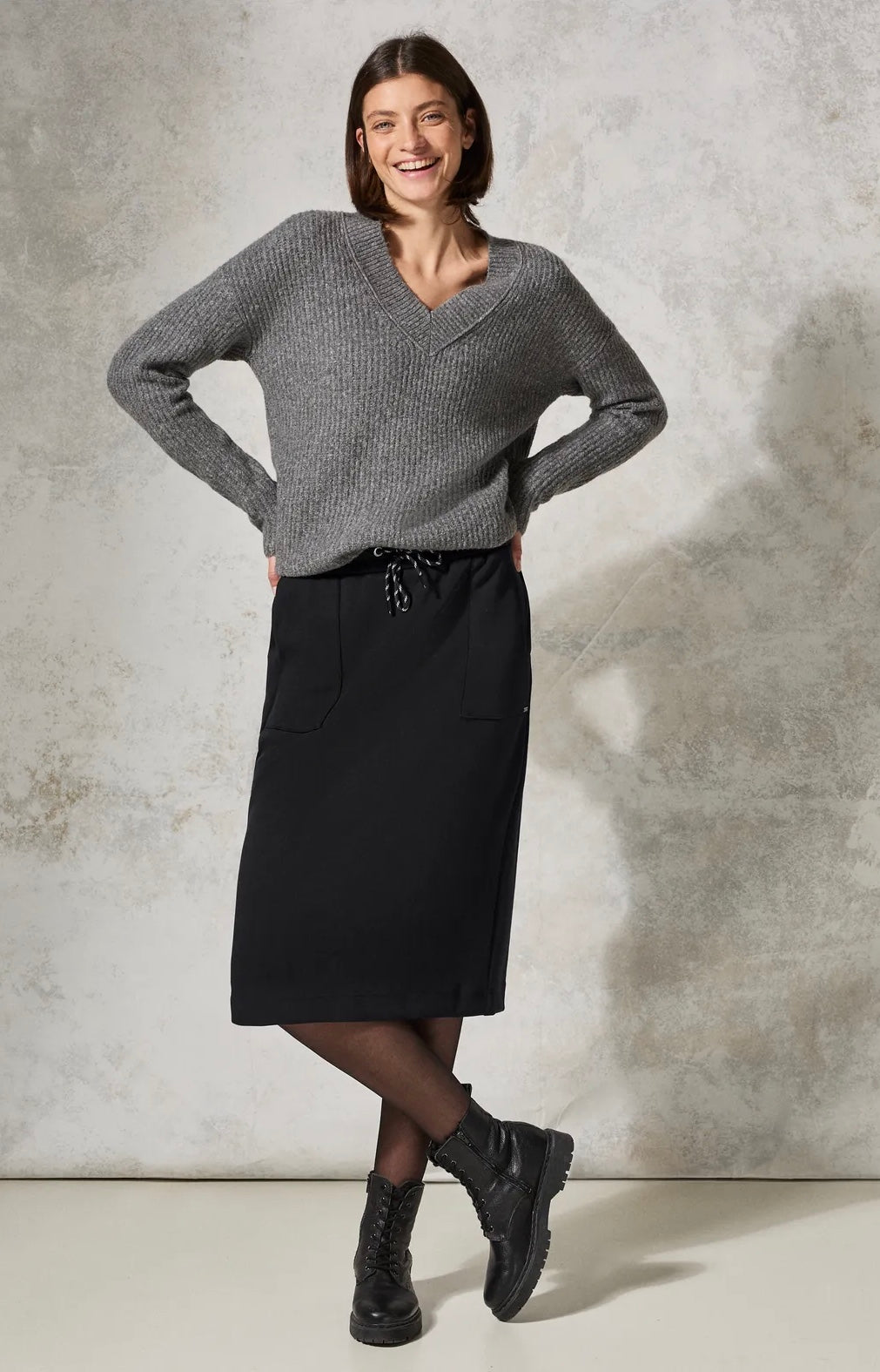 Midi SKIRT slik touch Svart