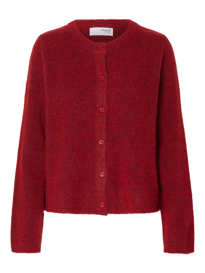 Slflulu New Ls Knit Cardigan Noos Mellomrød