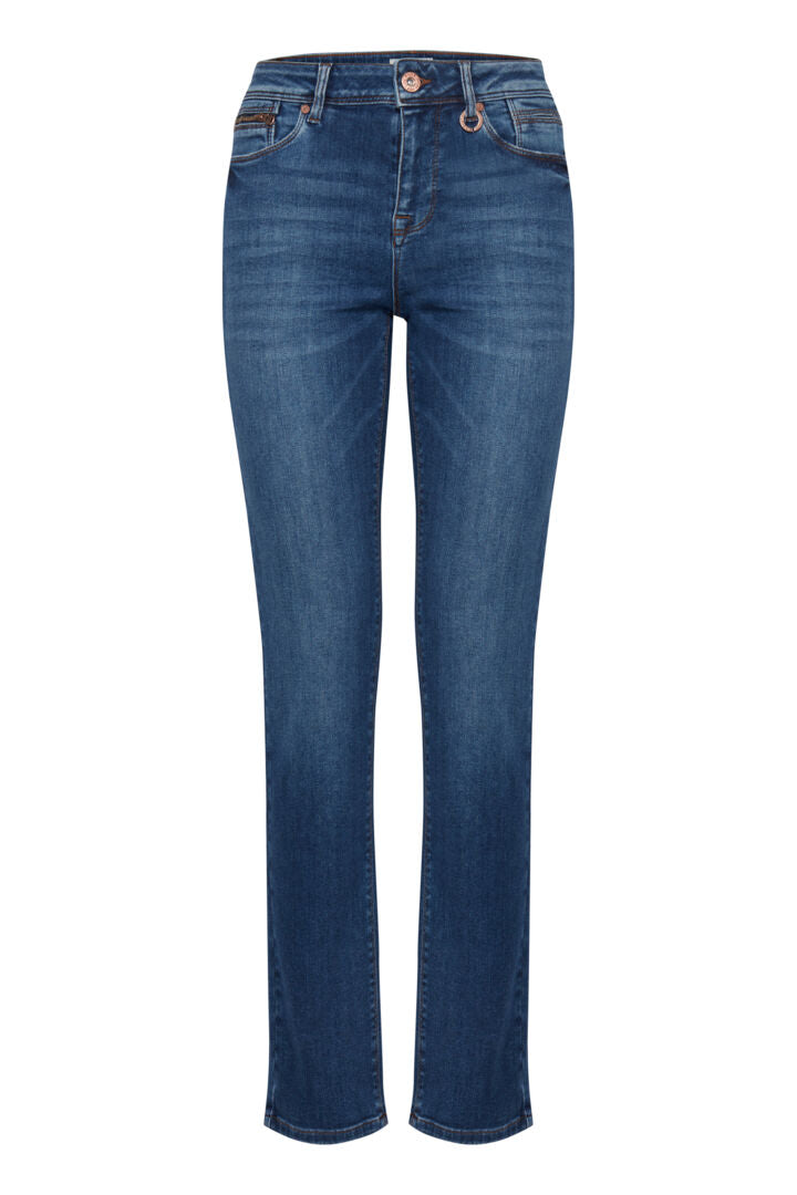 PZSANDRA HW Jeans Medium Straight Leg Medium Blue Denim