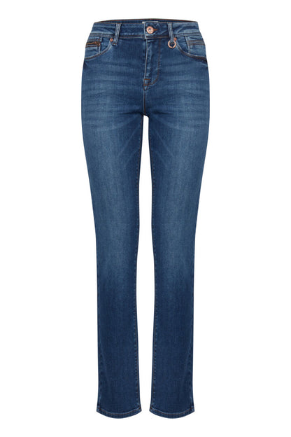 PZSANDRA HW Jeans Medium Straight Leg Medium Blue Denim