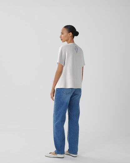 VISYBIL BLOOM O-NECK S/S EMB T-SHIRT/DFS Klar Hvit
