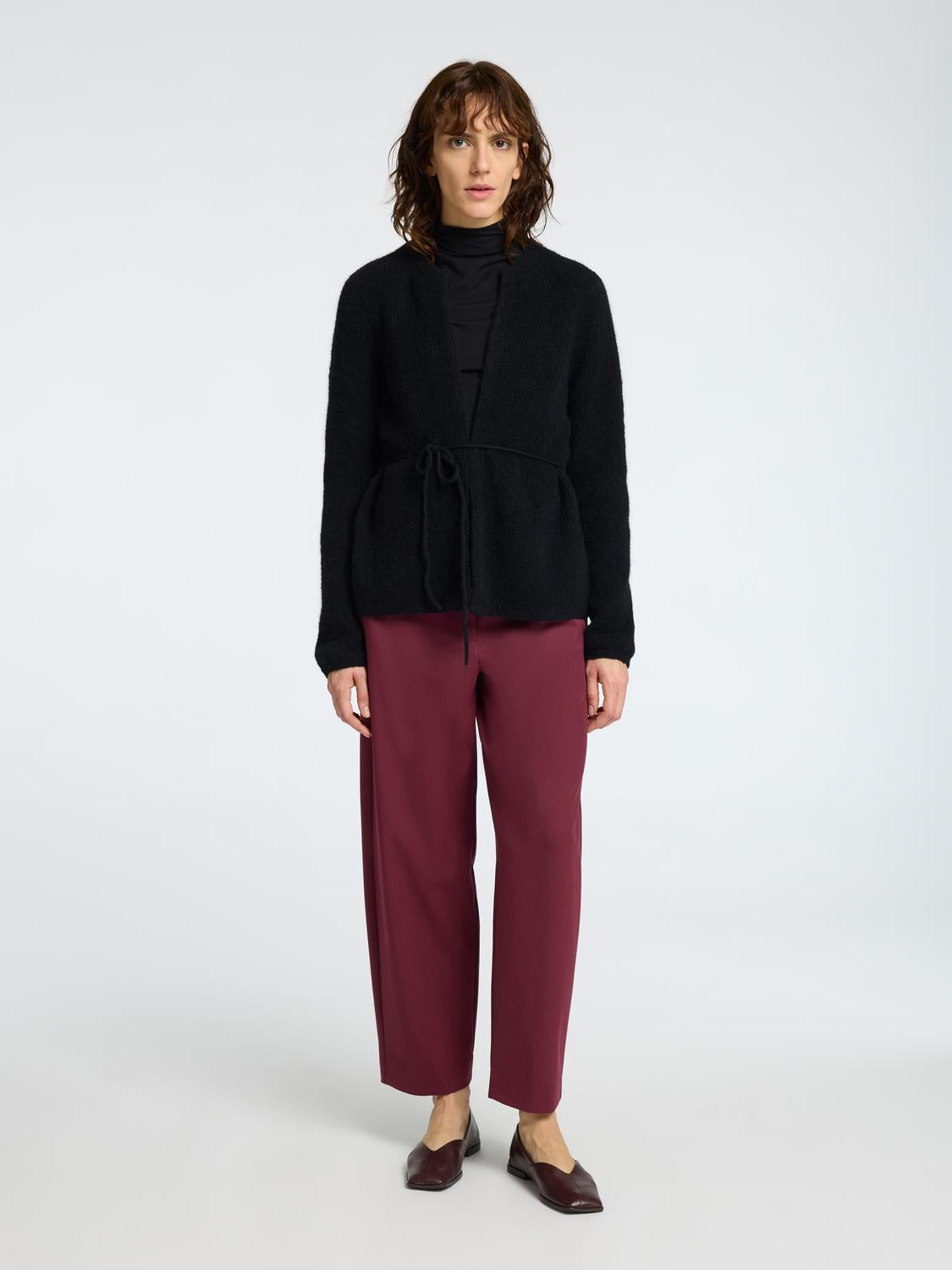 Slfsia Ras Ls Knit Belt Cardigan Sort