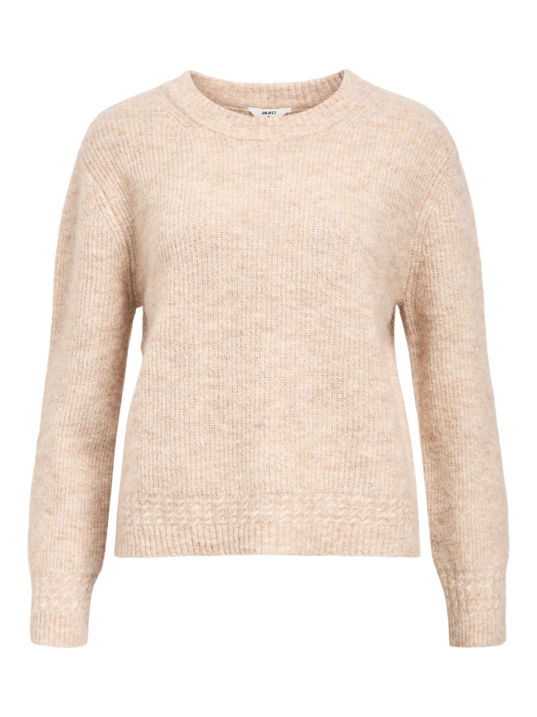 Objabby Ls Re O-Neck Knit Noos Beige