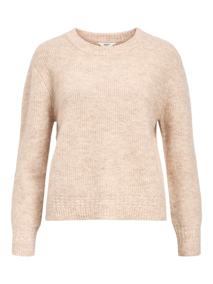 Objabby Ls Re O-Neck Knit Noos Beige