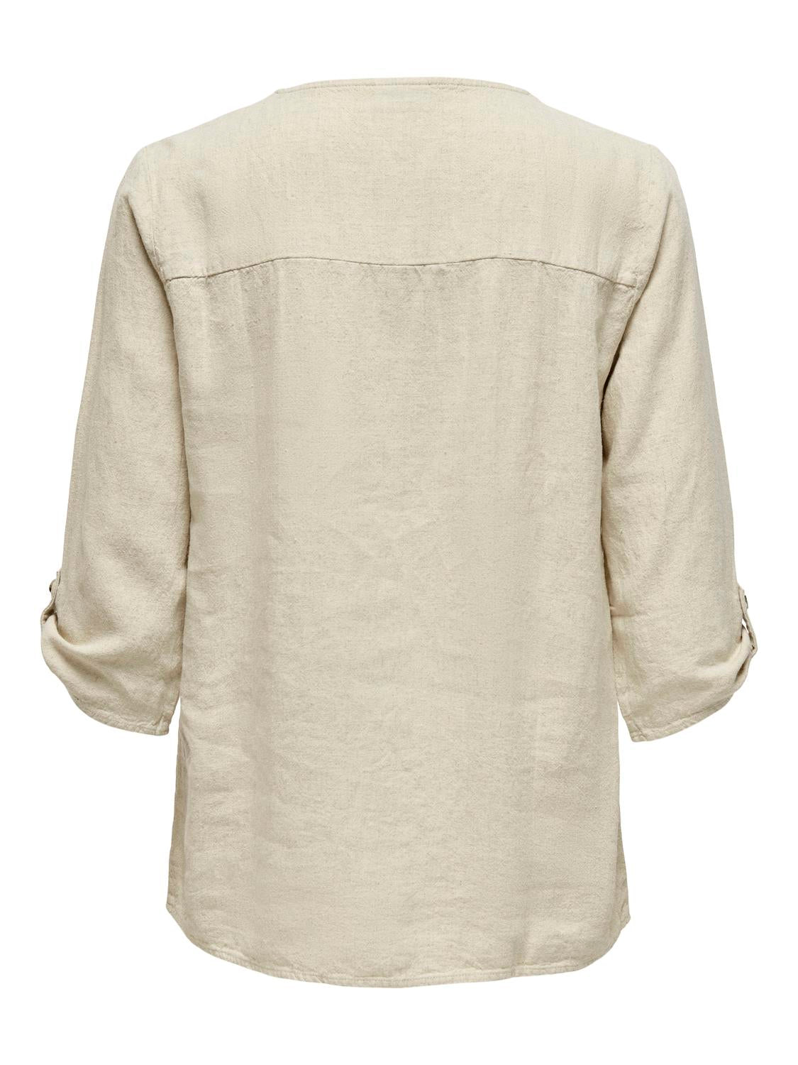 JDYSAY 3/4 LINEN V-NECK TOP WVN DIA Lysegrå