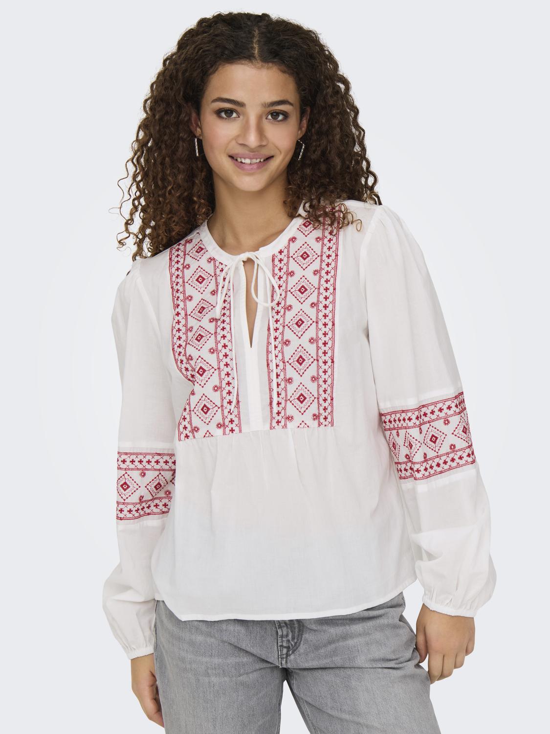 JDYLULU L/S EMBROIDERY SHIRT WVN Cloud Dancer