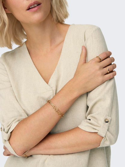 JDYSAY 3/4 LINEN V-NECK TOP WVN DIA Lysegrå