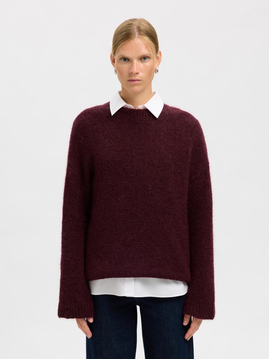 Slfgabriella Ls Knit New O-Neck Noos Mørkelilla