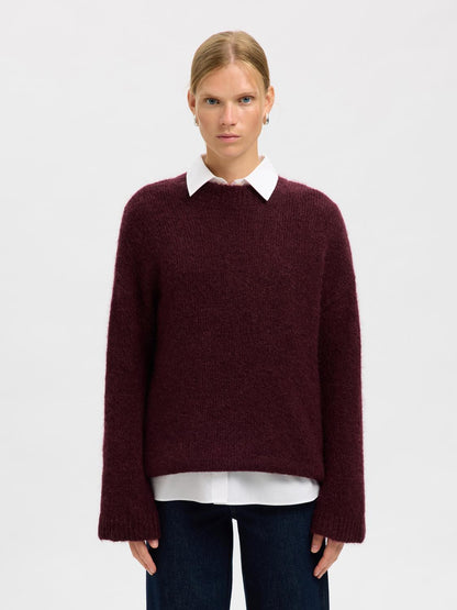 Slfgabriella Ls Knit New O-Neck Noos Mørkelilla
