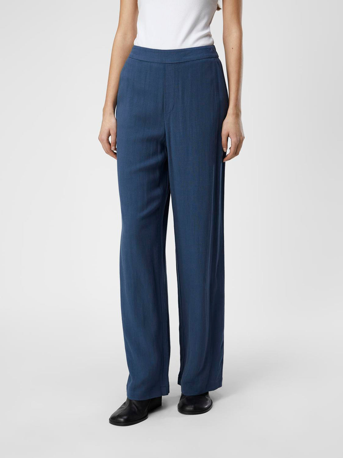 OBJSANNE ALINE WIDE PANT NOOS linbukse Mørkeblå