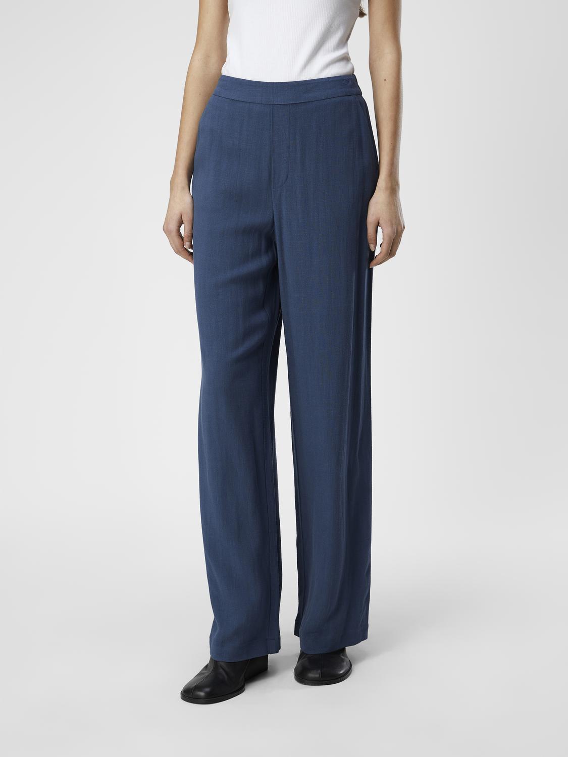 OBJSANNE ALINE WIDE PANT NOOS linbukse Mørkeblå