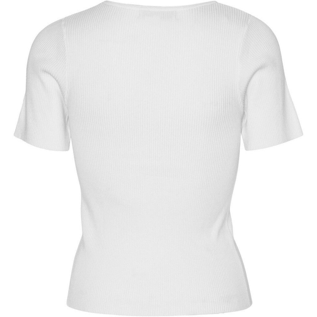 Rib knit short sleeve top Hvit