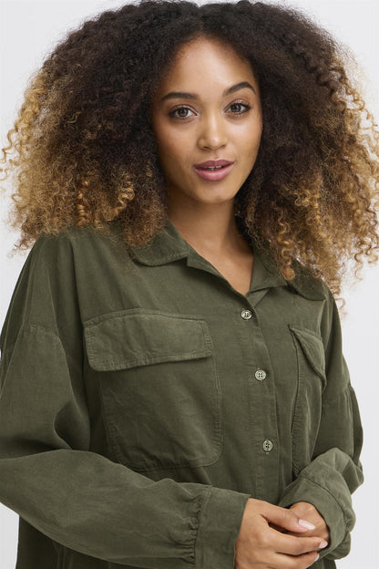 Sbtonya Shirt Dress Dusty Olive