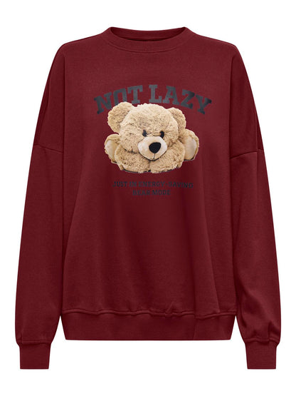 Onlbila L/s Bear O-Neck Swt Mørkelilla