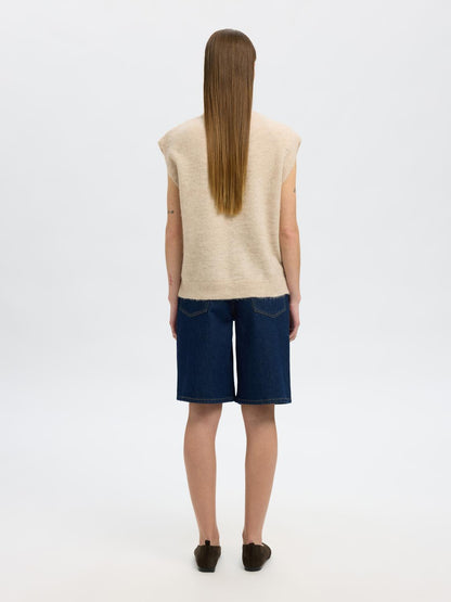 Slflulu Sl Knit Vest Lysegrå