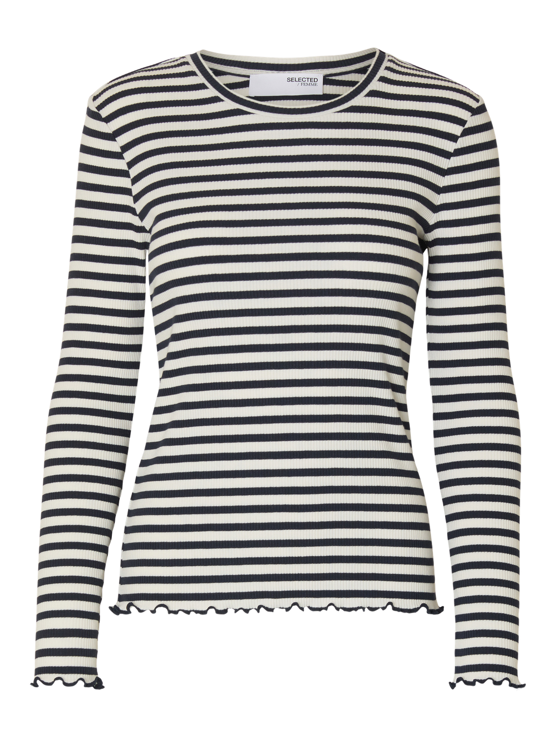 SLFANNA LS CREW NECK TEE STR NOOS Mørkeblå