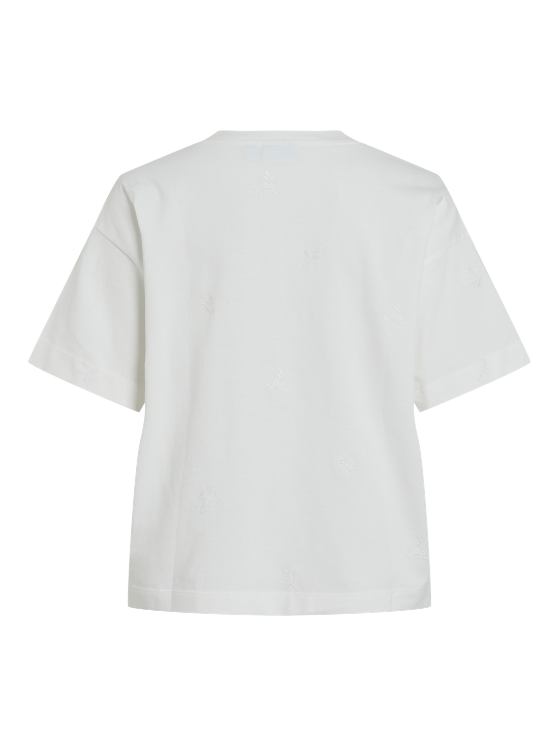 VIMONIE FLOWER EMB S/S O-NECK Klar Hvit