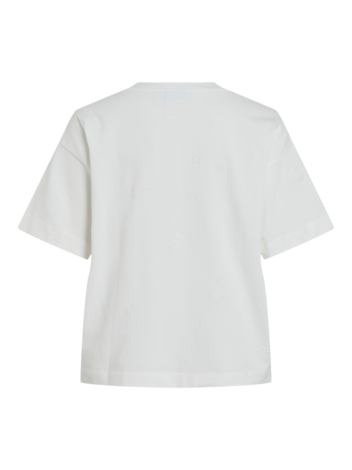 VIMONIE FLOWER EMB S/S O-NECK Klar Hvit
