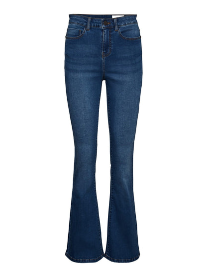 NMSALLIE HW FLARE JEANS VI021MB NOOS Blå