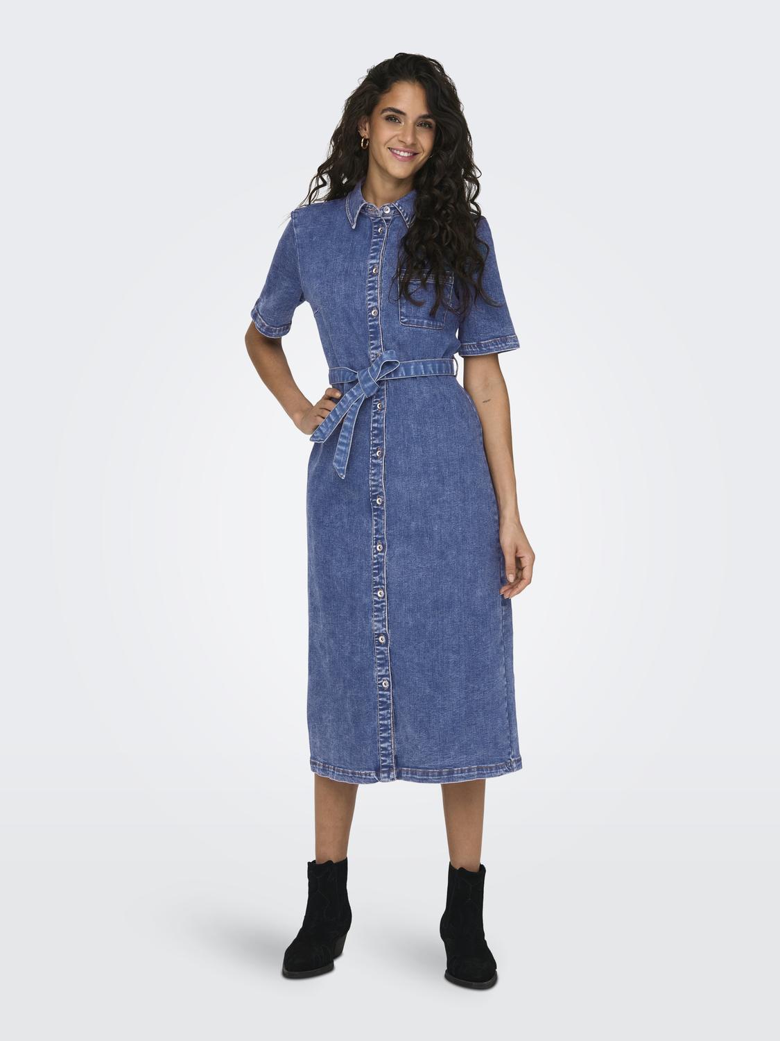 ONLLANA SS LONG DRESS DNM REA258 NOOS Mellomblå