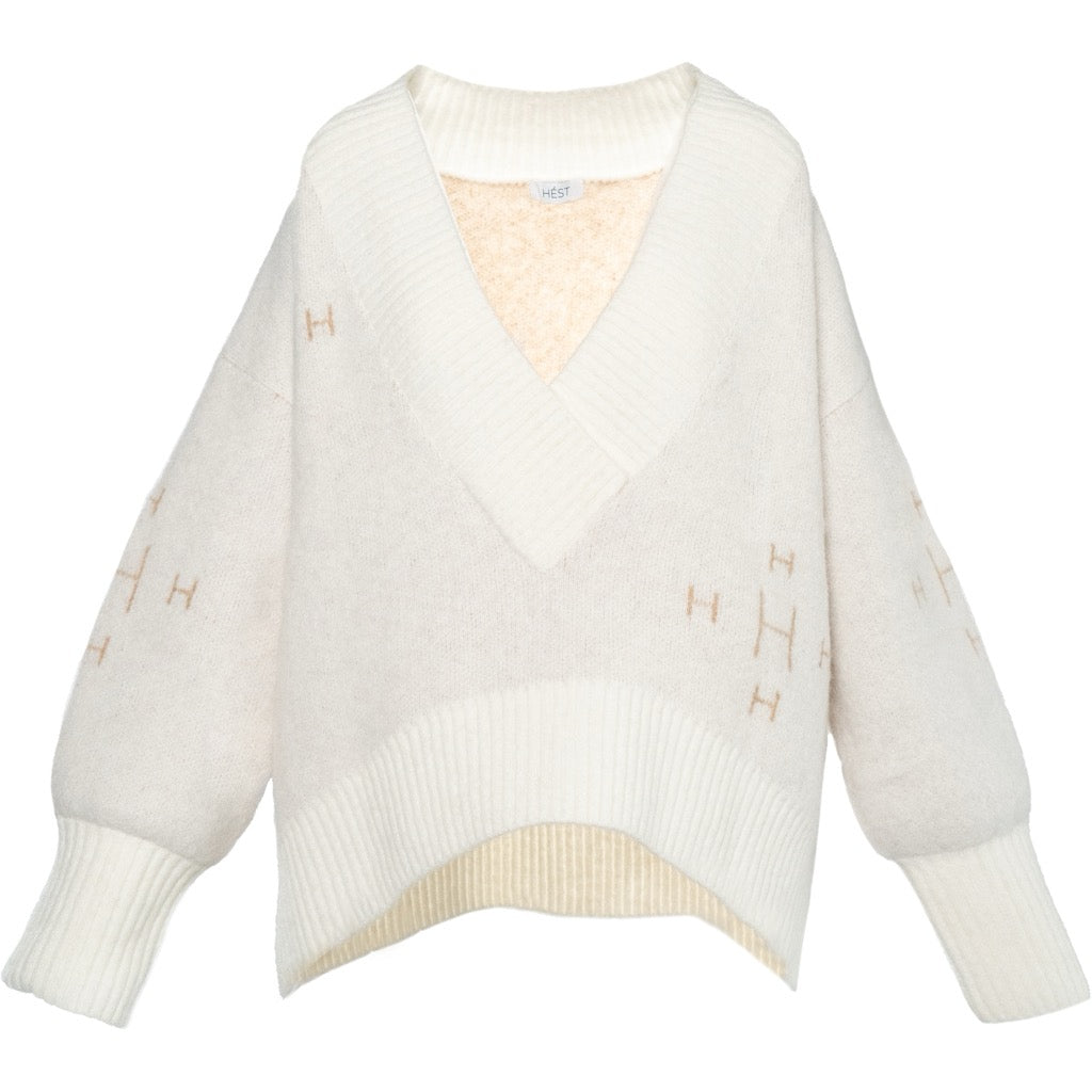 FAM V-neck Sweater Hvit