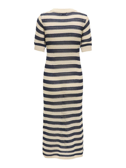 JDYTIKKA IVY 2/4 O-NECK STRIPE DRESS KNT Lysegrå
