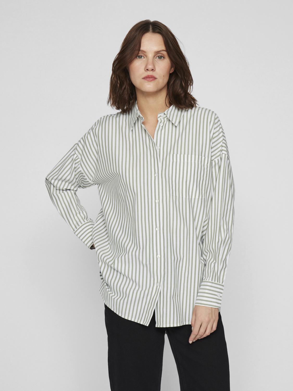 VIDARMA L/S LOOSE BUTTON SHIRT - NOOS Mørkegrønn