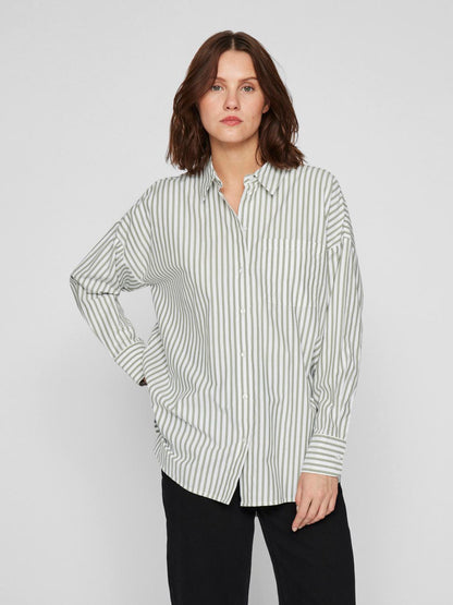 VIDARMA L/S LOOSE BUTTON SHIRT - NOOS Mørkegrønn