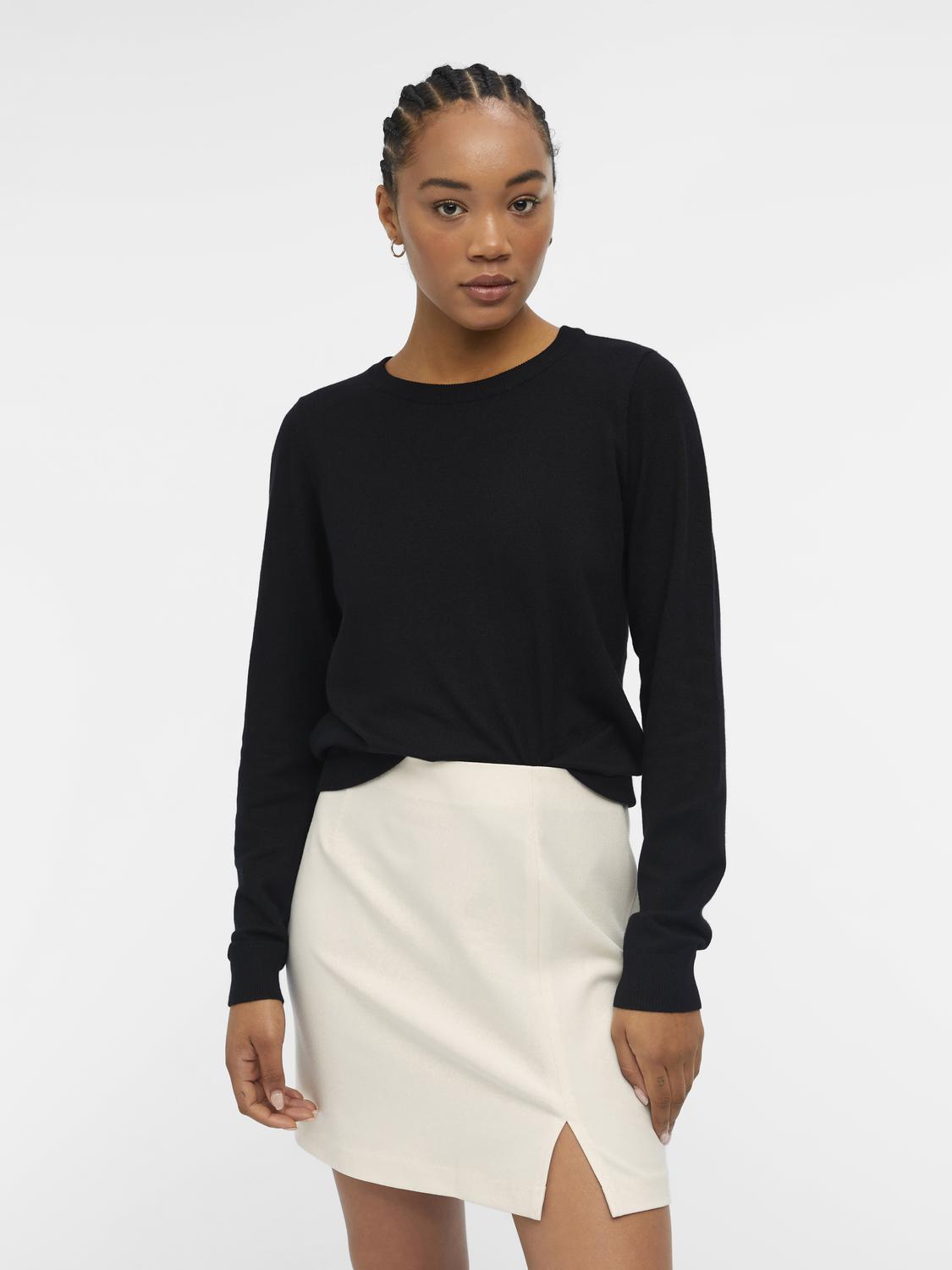 Objthess L/s O-Neck Knit Pullover Noos Sort