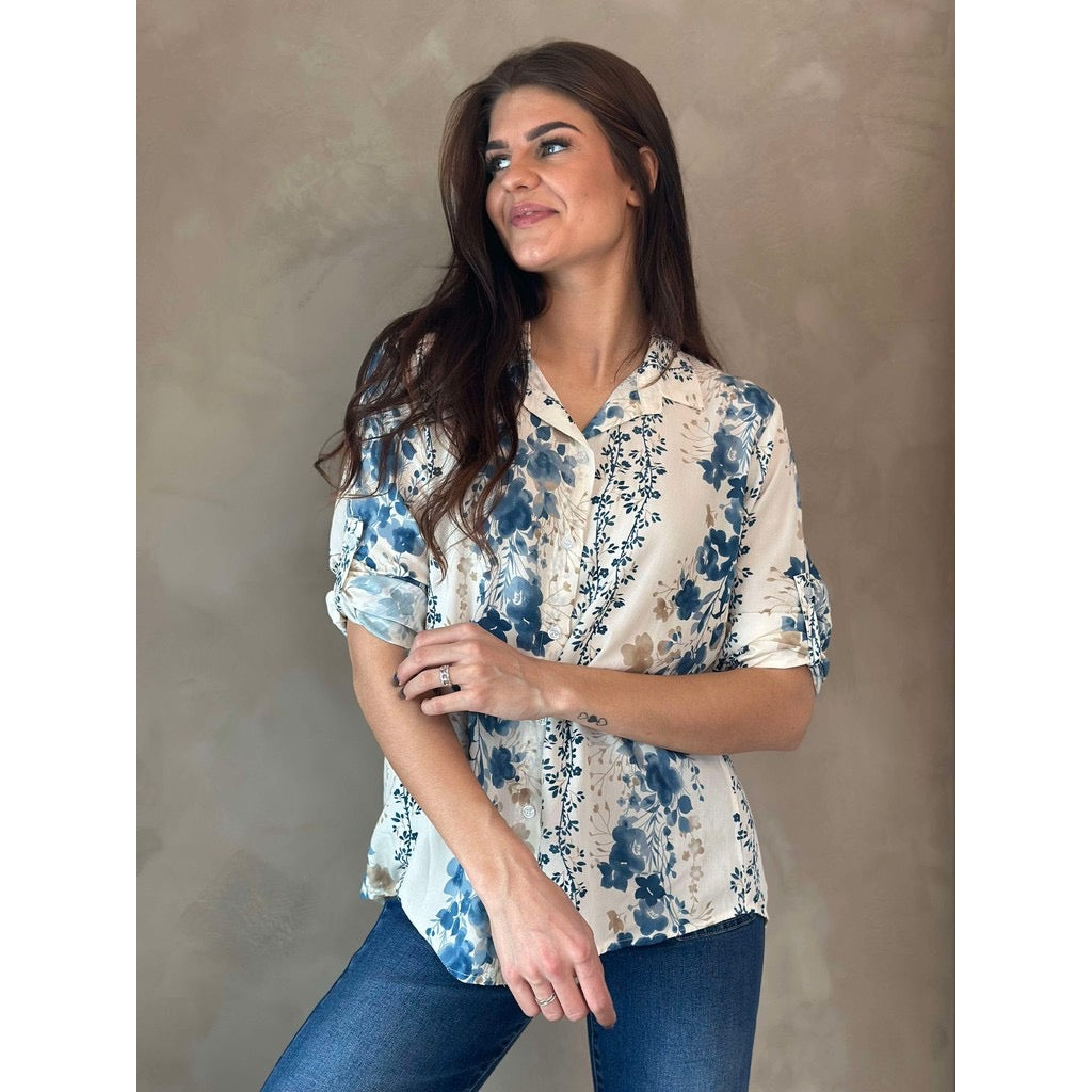 Floria bluse Jeansblå