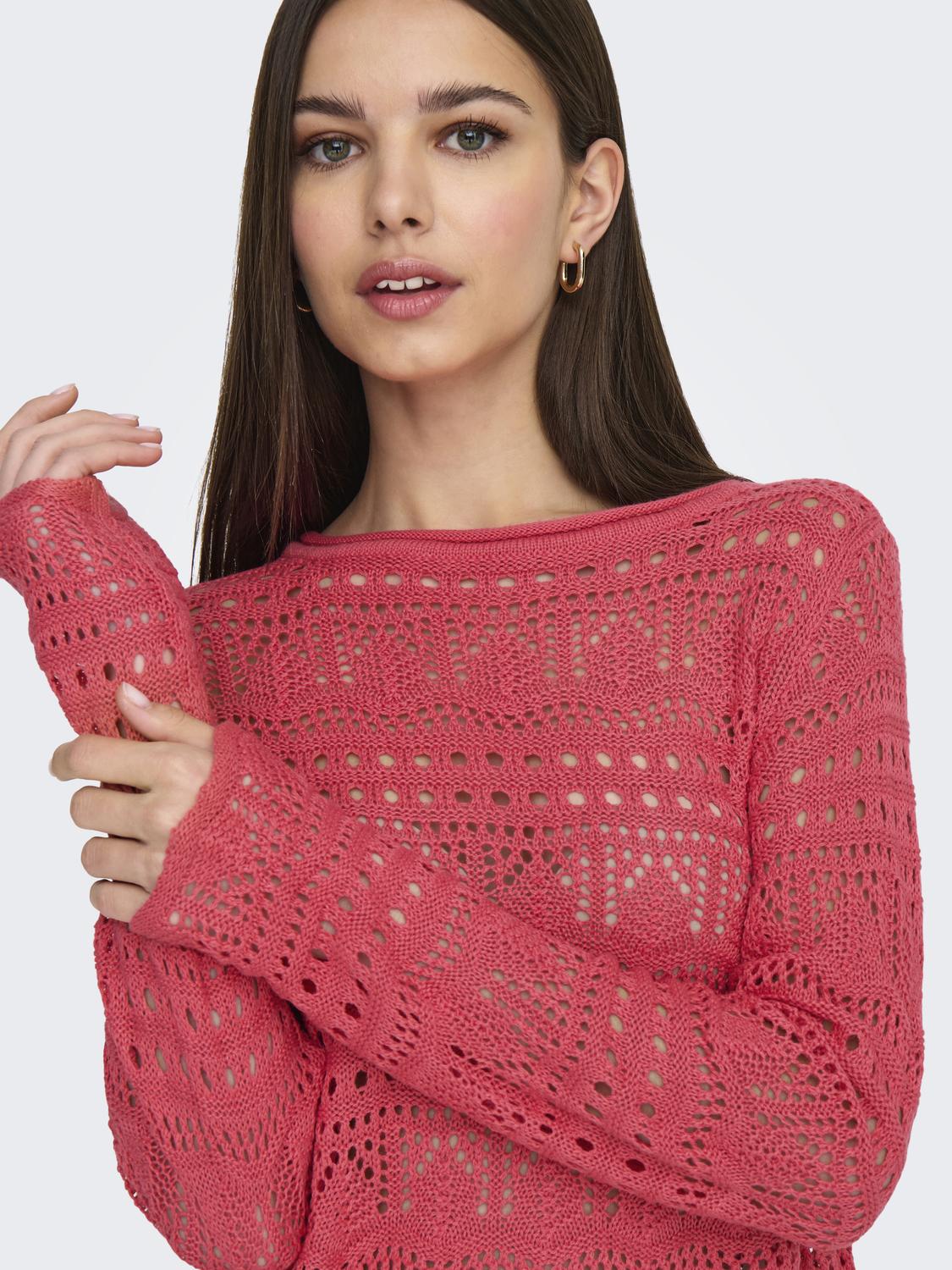 JDYSUN LAY L/S BOATNECK PULLOV. KNT NOOS Mellomrosa