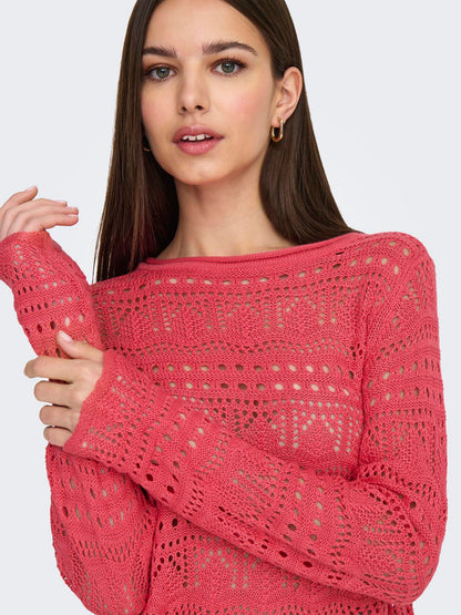 JDYSUN LAY L/S BOATNECK PULLOV. KNT NOOS Mellomrosa
